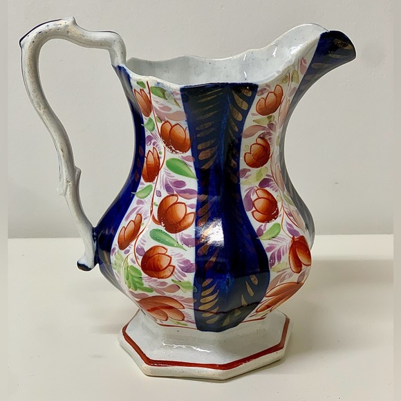 19th Century Vintage Gaudy Welsh Glamorgan Octagonal Soft Paste Pitcher Jug - Picture 8 of 16